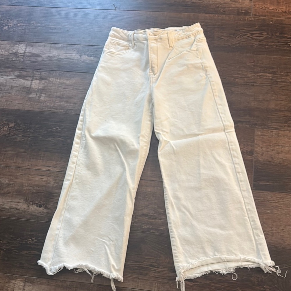 Stylish Cream Wide-Leg Jeans